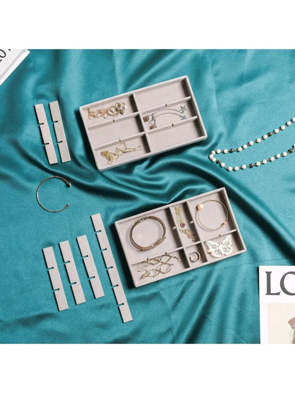 Jewelry Organizer Set of 9 - Stylish Drawer Trays for Accessories Storage